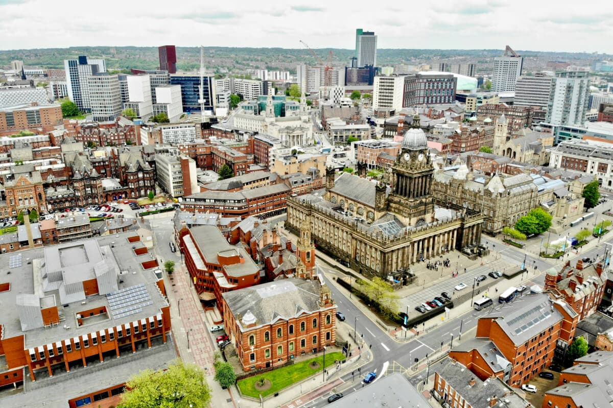 Arial view of Leeds city centre